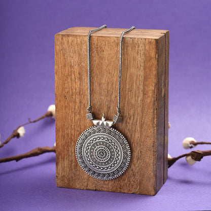Royal Chakra oxidized chain neckpiece (Silver)