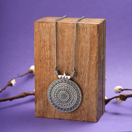 Royal Chakra oxidized chain neckpiece (Silver)