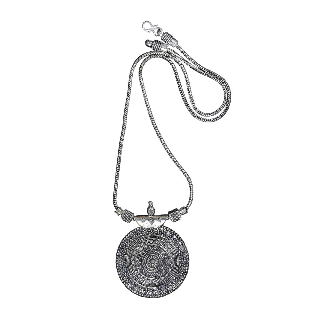 Royal Chakra oxidized chain neckpiece (Silver)