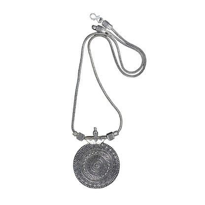 Royal Chakra oxidized chain neckpiece (Silver)