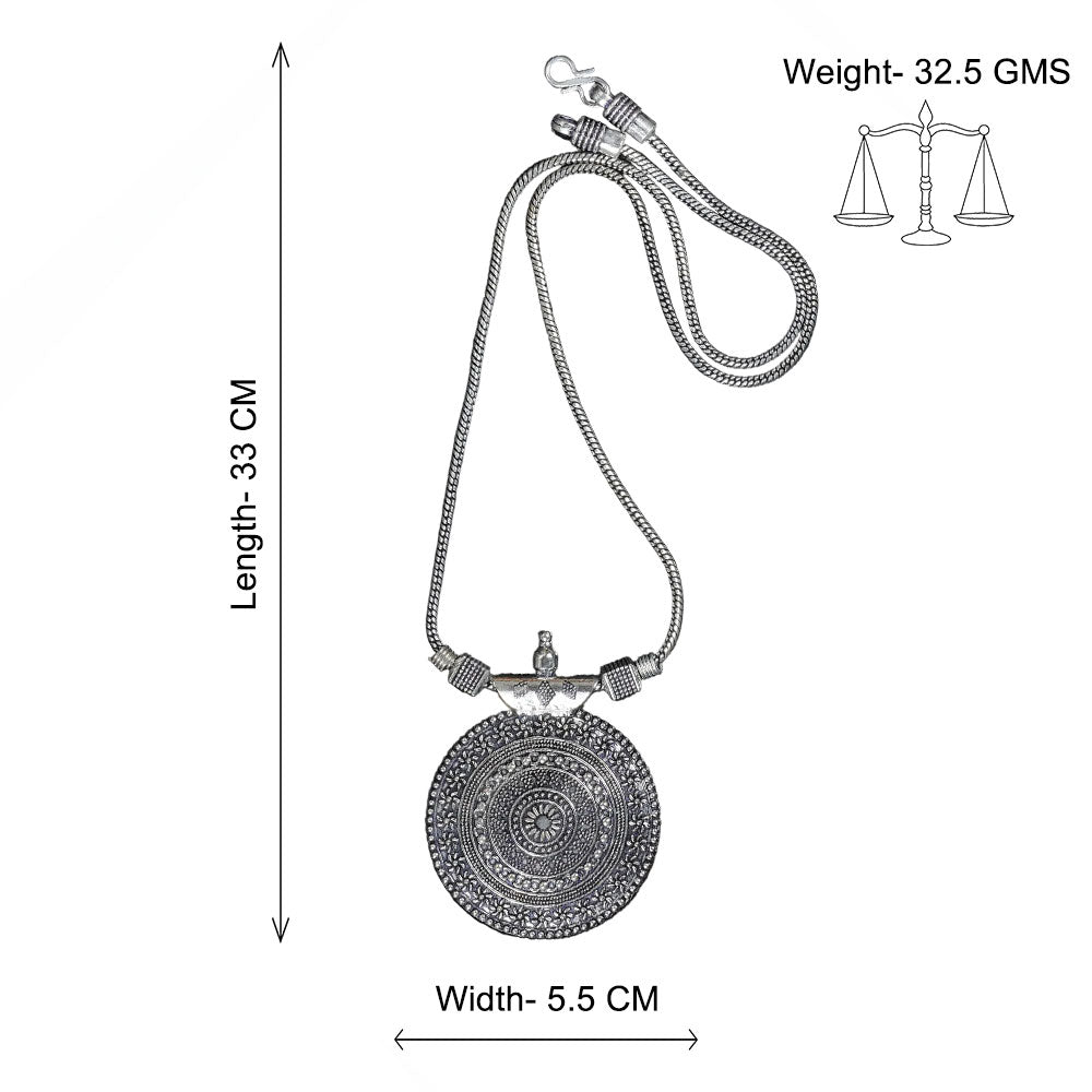 Royal Chakra oxidized chain neckpiece (Silver)
