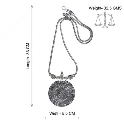 Royal Chakra oxidized chain neckpiece (Silver)