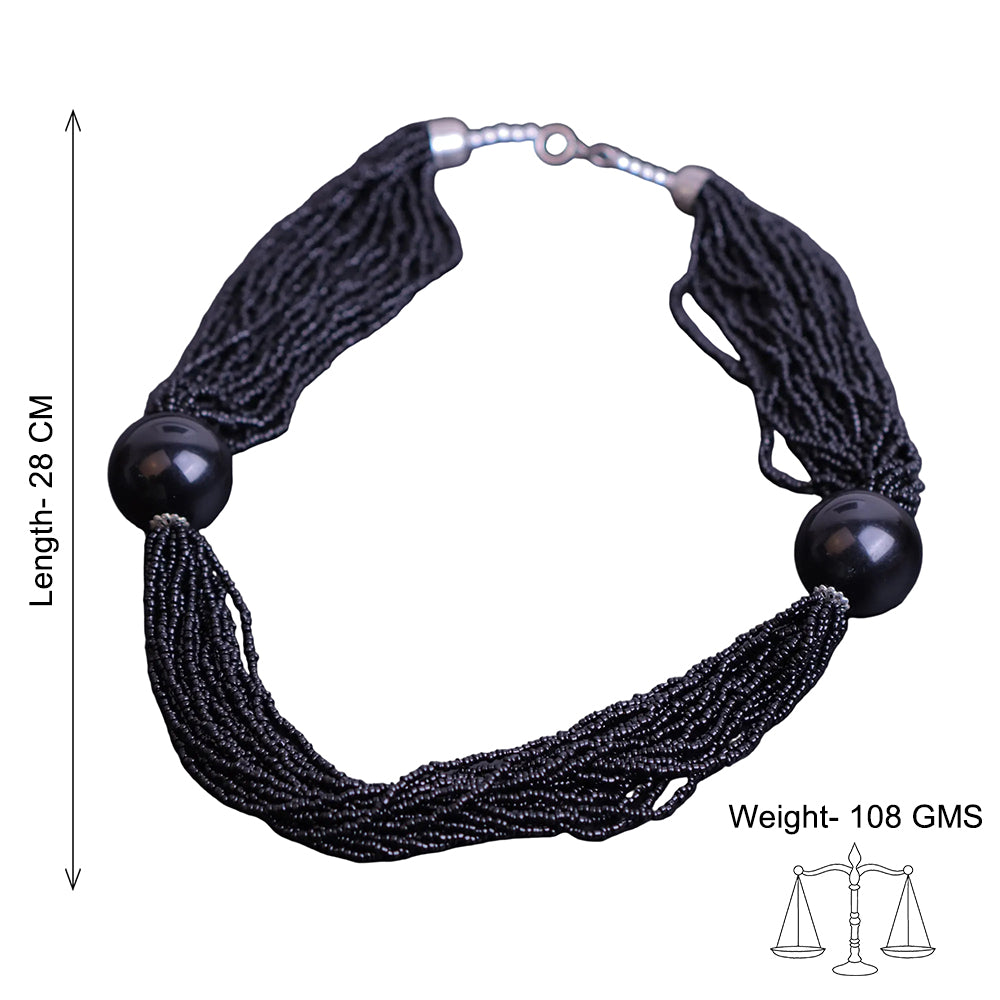 Blazing black beaded neckpiece