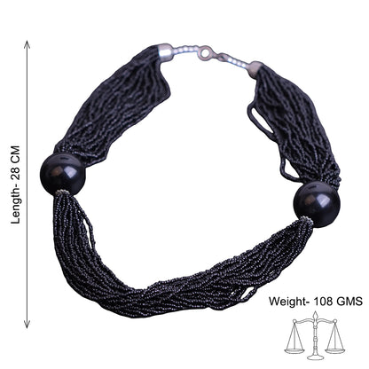 Blazing black beaded neckpiece