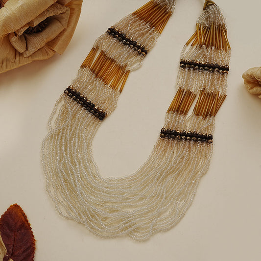 Pearl and aura beaded neckpiece