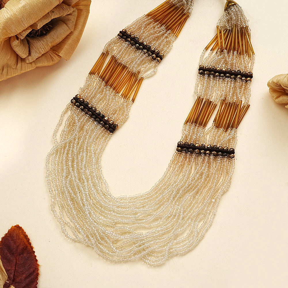 Pearl and aura beaded neckpiece