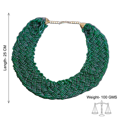 Evergreen braided beaded neckpiece