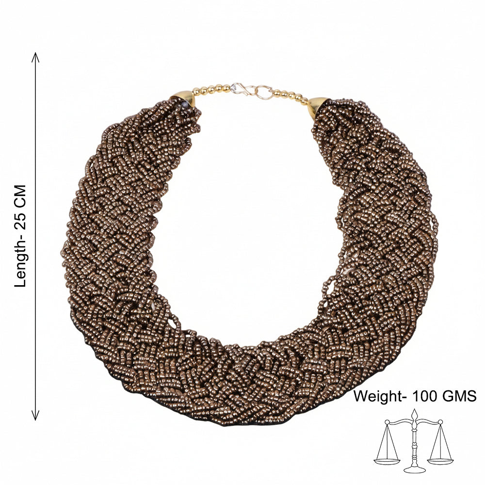 Golden glow breaided beaded neckpiece