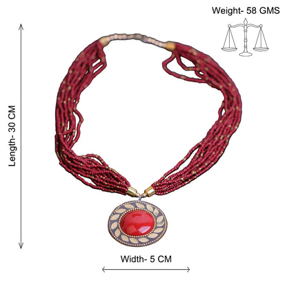 Flame drape stone studded beaded neckpiece