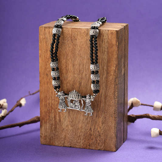 Doli dreams statement pendant beaded neckpiece (Black)