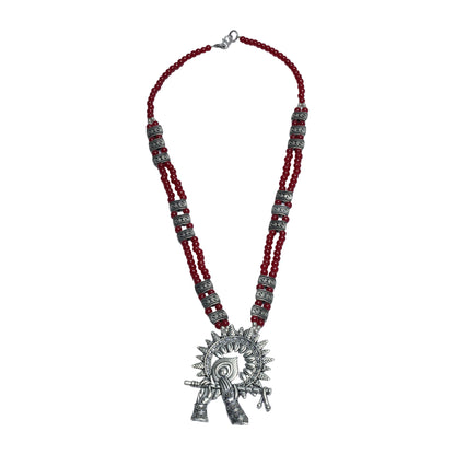 Red Beaded Oxidised Neckpiece
