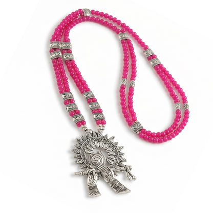 Murli magic statement pendant beaded neckpiece (Red)