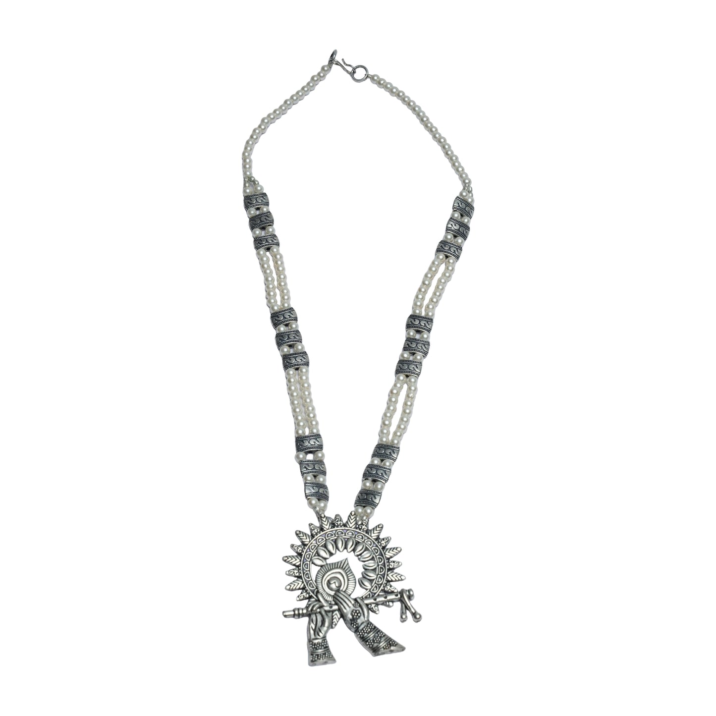 White Beaded Oxidised Neckpiece