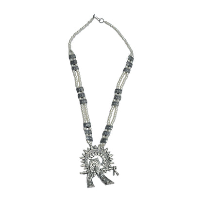 White Beaded Oxidised Neckpiece