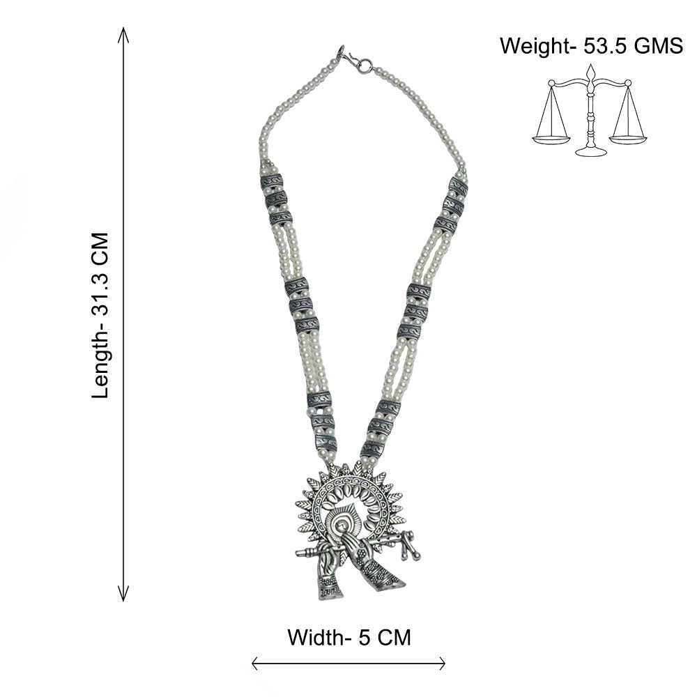 Murli magic statement pendant beaded neckpiece (White)