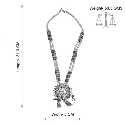Murli magic statement pendant beaded neckpiece (White)