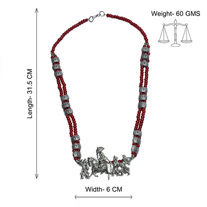 Regal ride statement pendant beaded neckpiece (Red)