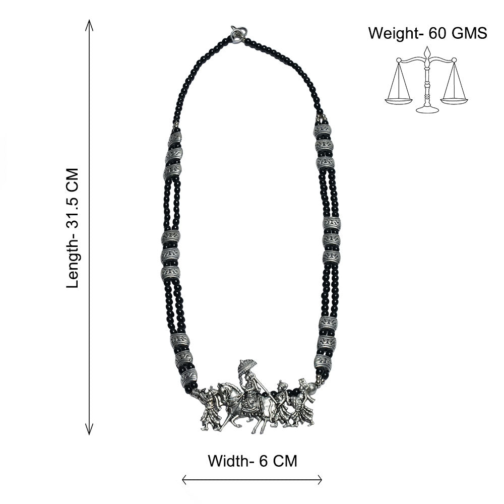 Regal ride statement pendant beaded neckpiece (Black)
