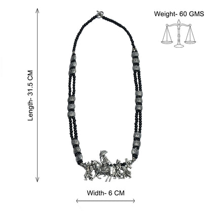 Regal ride statement pendant beaded neckpiece (Black)