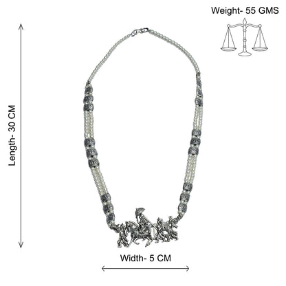 Regal ride statement pendant beaded neckpiece (White)
