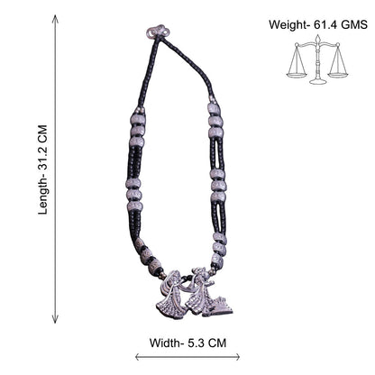 Desi duo statement pendant beaded neckpiece (Black)