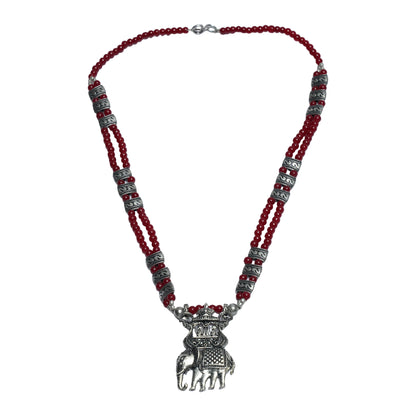 Red Beaded Oxidised Neckpiece
