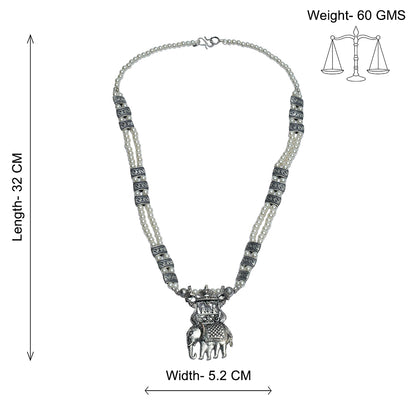 Tusker Tale statement pendant beaded neckpiece (White)