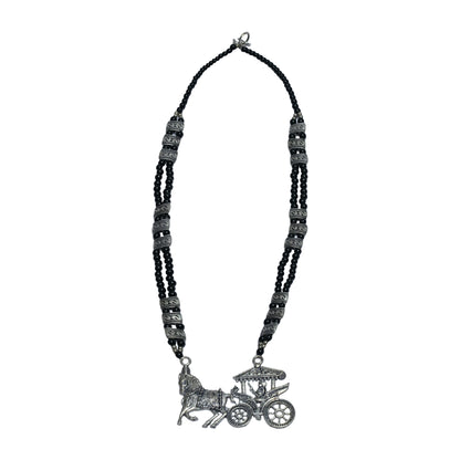 Black Beaded Oxidised Neckpiece