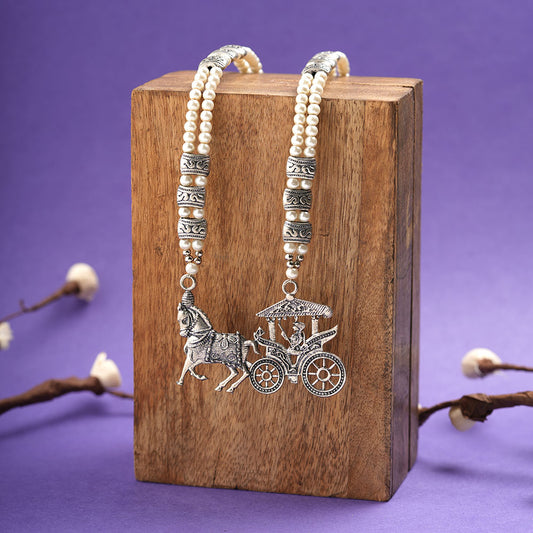 Royal ride statement pendant neckpiece (White)