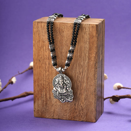 Black Beaded Oxidised Neckpiece