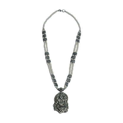 White Beaded Oxidised Neckpiece