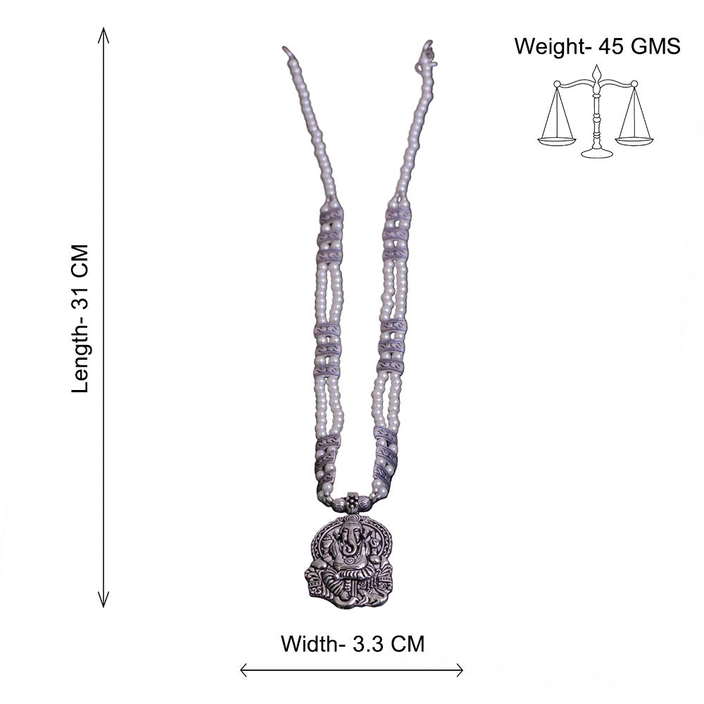 White Beaded Oxidised Neckpiece