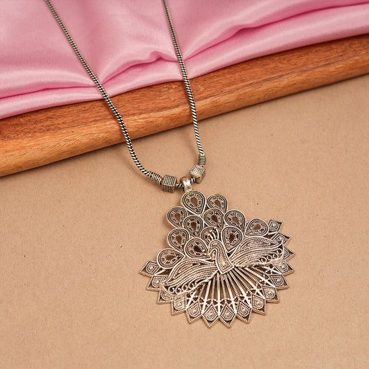 Peacock charm chain neckpiece (Silver)
