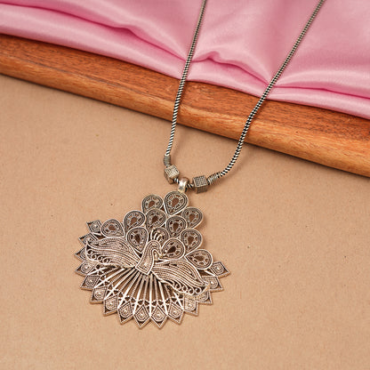 Peacock charm chain neckpiece (Silver)