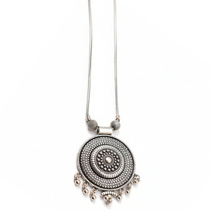 Oxidised Round pendent chain set
