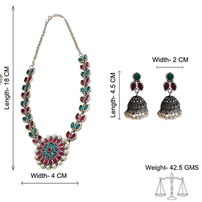 Radiant bloom stone studded neckpiece (Multicolored)
