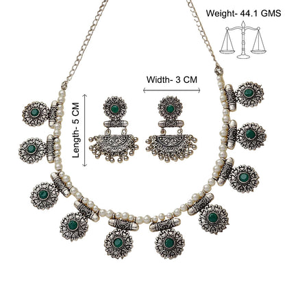 Trail of pearl Rajwada neckpiece set (Green)
