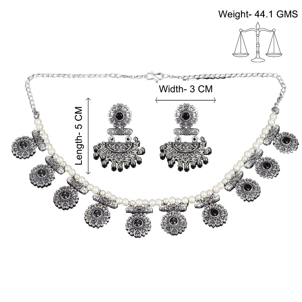 Trail of pearl Rajwada neckpiece set (Black)