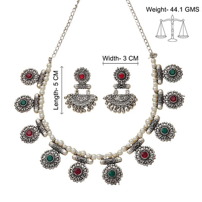 Trail of pearl Rajwada neckpiece set (Multicolored)