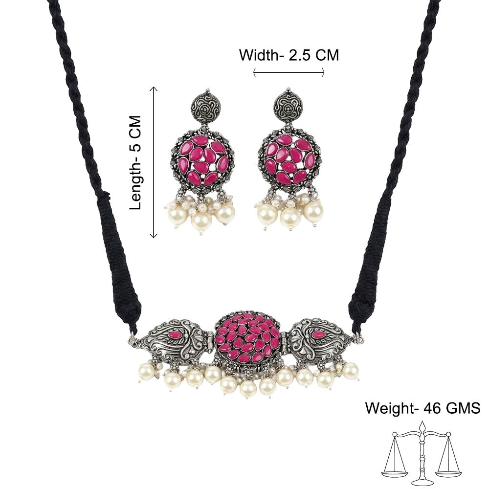 Tribal treasure pearl rope neckpiece (Red)