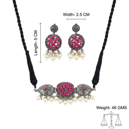 Tribal treasure pearl rope neckpiece (Red)