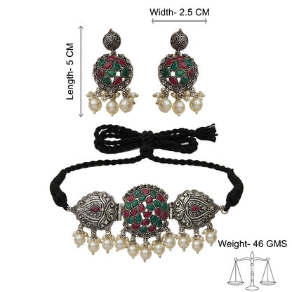 Tribal treasure pearl rope neckpiece (Multicolored)