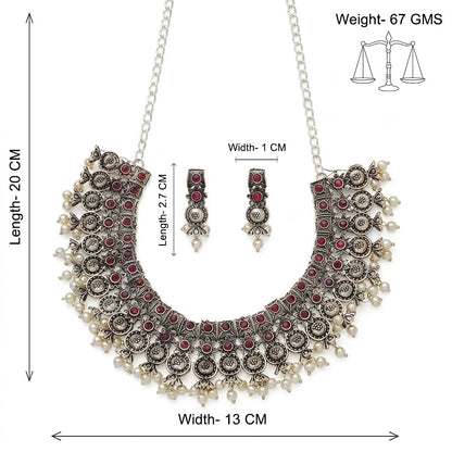 Ancient spark pearl chain neckpiece (Red)