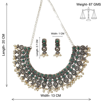 Ancient spark pearl chain neckpiece (Green)