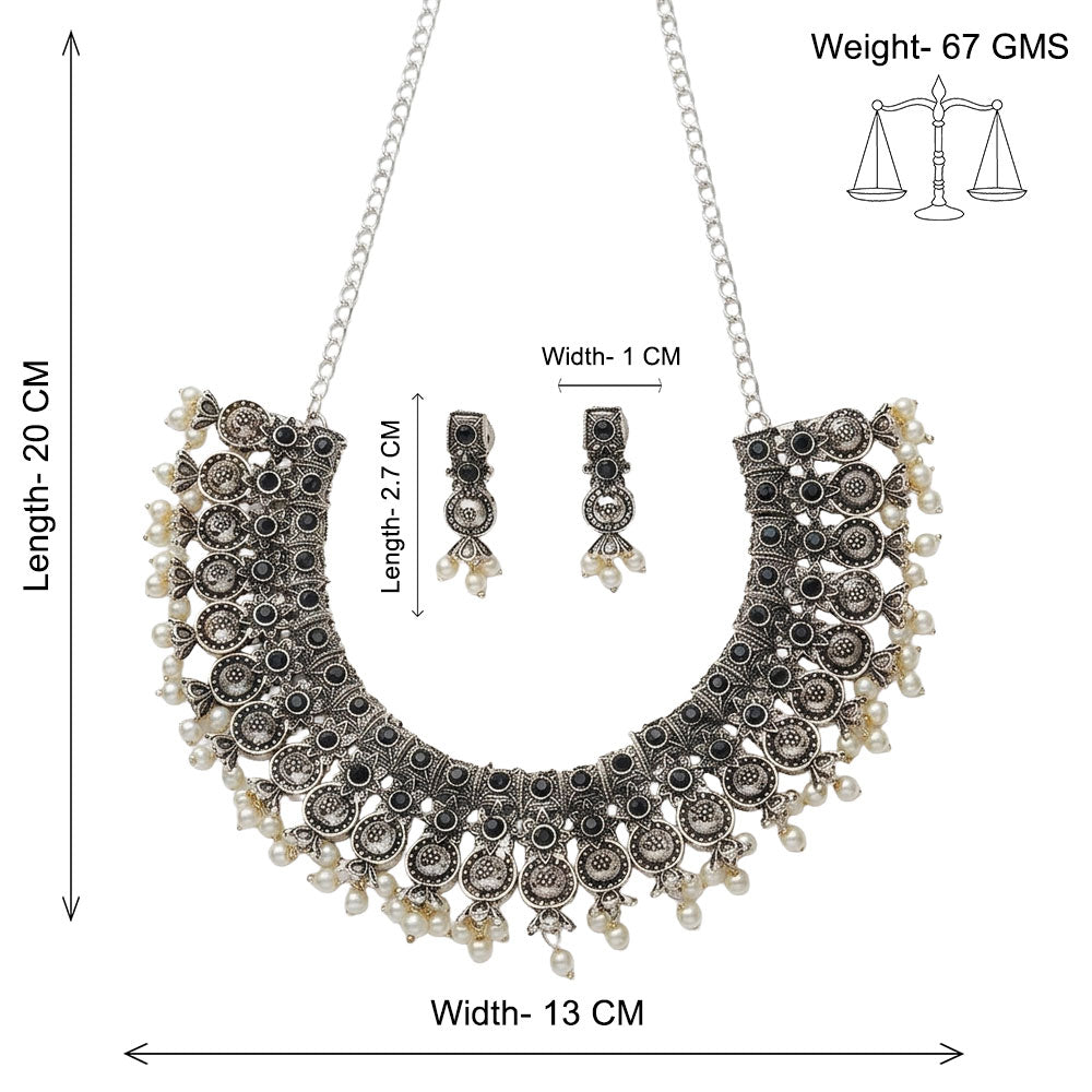 Ancient spark pearl chain neckpiece (Black)
