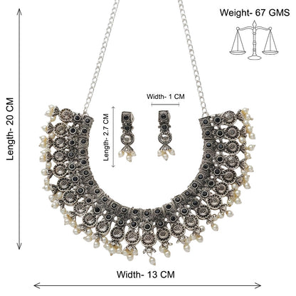 Ancient spark pearl chain neckpiece (Black)