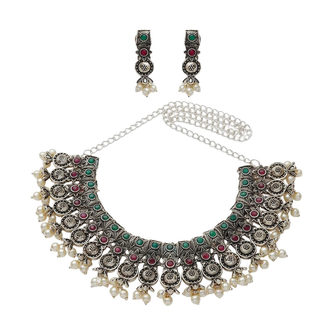 Ancient spark pearl chain neckpiece (Multicolored)