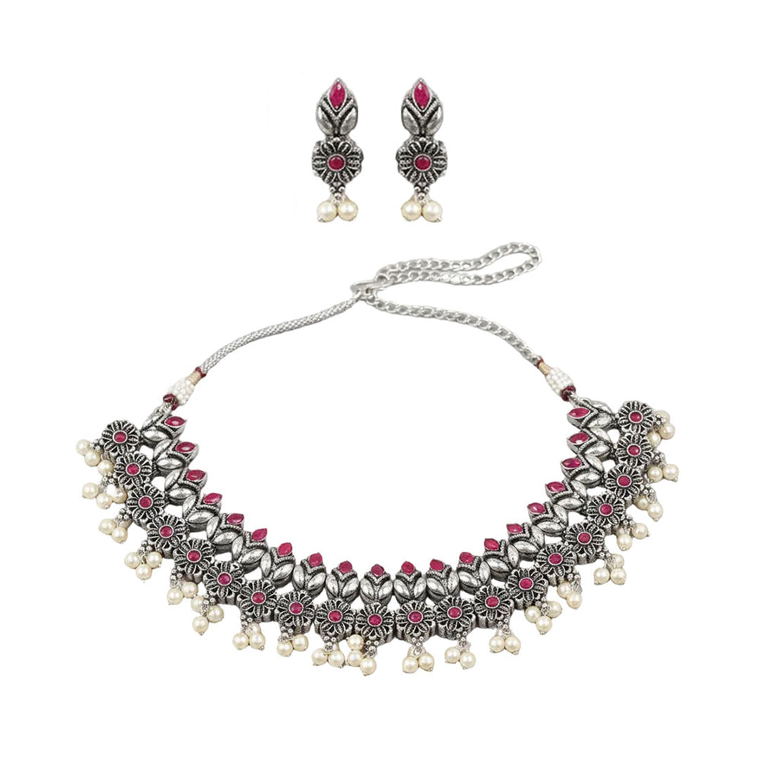 Earthbound glow stone studded chain neckpiece (Red)