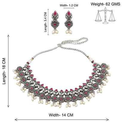 Earthbound glow stone studded chain neckpiece (Red)