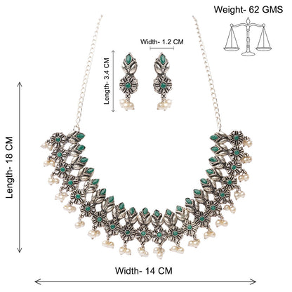 Earthbound glow stone studded chain neckpiece (Green)